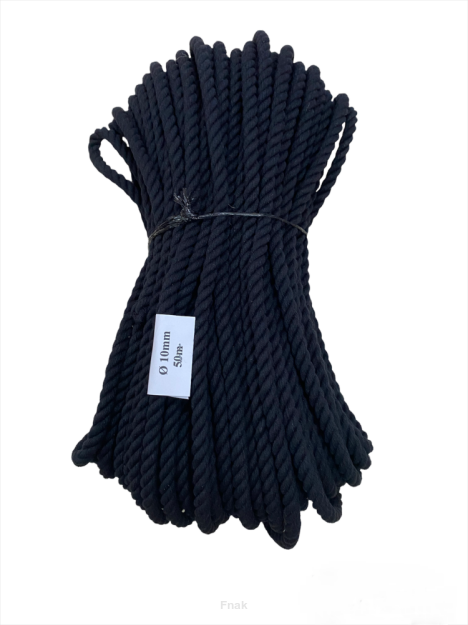 Lina bawełniana czarna fi 10 mm - 50 metrów bieżących