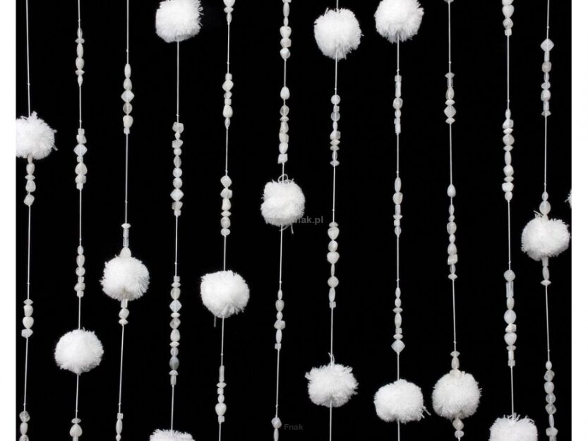 Kurtyna PT Beads Pom Pom biała - PRZECENA